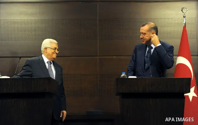 Palestinian President Mahmoud Abbas meets with Turkey's prime minister, Recep Tayyip Erdogan in Ankara on Jun 24,2011. Photo by Thaer Ganaim