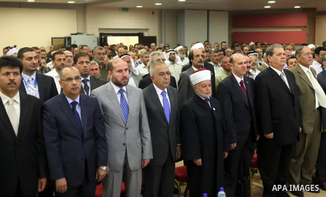 Palestinian Prime Minister, Salam Fayyad reports a speech during the First Islamic Jerusalem conference in the West Bank city of Ramallah on June 27, 2011. Photo by Mustafa Abu Dayeh