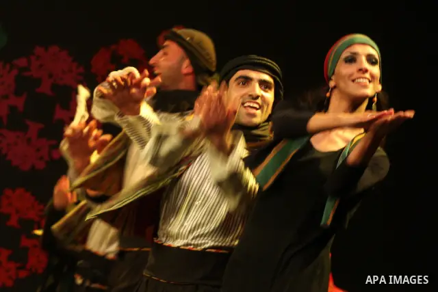 Palestinian dancers from the Wishah Popular Dance Troupe perform the festival "nights of Birzeit" at Birzeit University in the West Bank city of Ramallah on June 28, 2011. Photo by Issam Rimawi