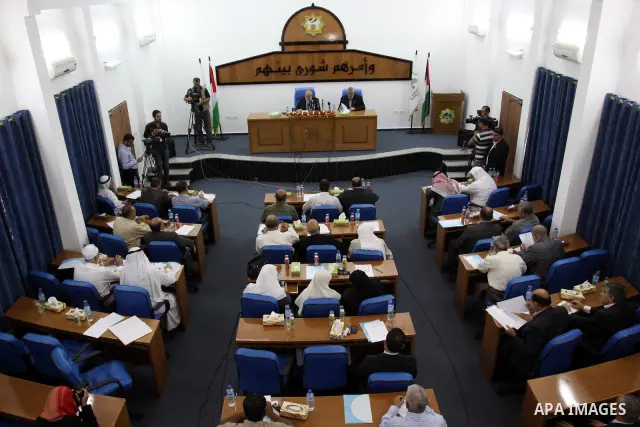 Palestinian Prime Minister in the Gaza Strip, Ismail Haniya during the meeting of the Palestinian Legislative Council in Gaza City on June 29, 2011. Members of the Palestinian Legislative council discussed the issue of t...