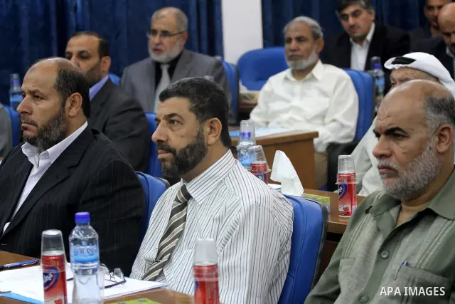Palestinian Legislative Council members take part during the meeting of the Palestinian Legislative Council in Gaza City on June 29, 2011. They discussed the issue of the kidnapped deputies. Photo by Mohammed Asad