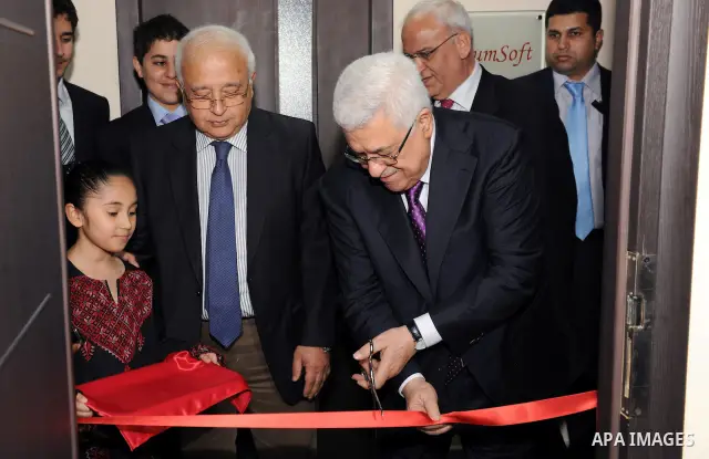 Palestinian president Mahmoud abbas (Abu Mazen) during the opening of the Palestinian embassy in the Azerbaijan capital of Baku on Jun 29,2011. Photo by Thaer Ganaim