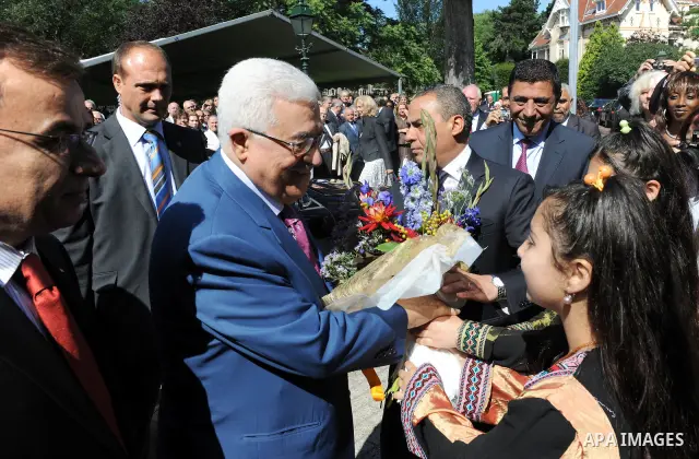 Palestinian President Mahmoud Abbas during the opening of the Palestinian embassy in the Netherlands on July 1,2011. Photo by Thaer Ganaim
