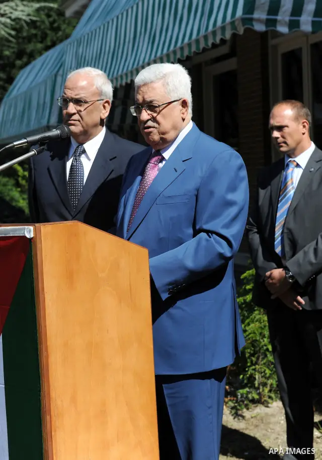 Palestinian President Mahmoud Abbas during the opening of the Palestinian embassy in the Netherlands on July 1,2011. Photo by Thaer Ganaim