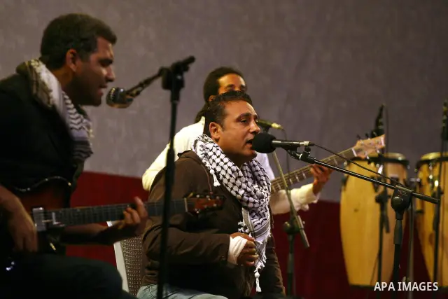 Egyptian soft rock band Wast El Balad (lit Downtown) perform performances during the opening ceremony of the 13th Palestine International Festival in the West bank city of Ramallah on July 4 2011. Where organized by the...