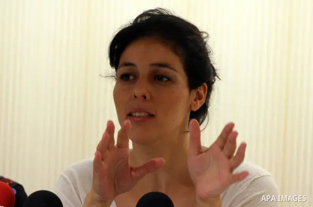 Souad Massi, Algerian singer and songwriter living in France, speaks during a press conference ahead of her concert during the Palestine International Festival 2011, in the West Bank city of Ramallah, Tuesday, July 5, 20...