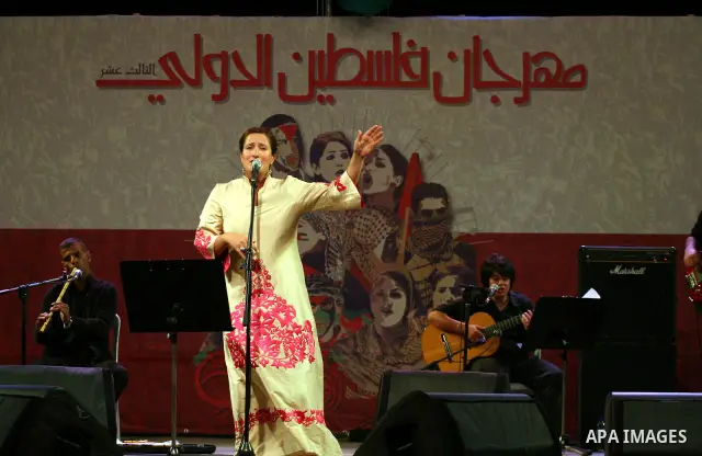 Jordanian singer, Makadi Nahas performs at the Palestine International Festival in the West Bank city of Ramallah on July 6, 2011. Photo by Issam Rimawi
