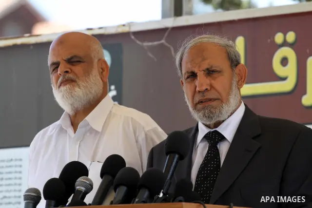 Palestinian senior Hamas leader, Mahmoud Zahar delivers speech in support with the "Freedom Flotilla "II" Gaza city on June July 7, 2011, as Pro-Palestinian activists hoping to sail to Gaza this week fully expected their...