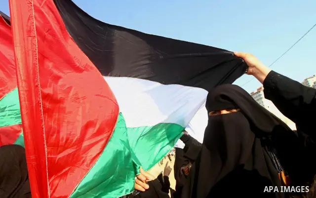 Palestinians take Part during a protest in the port at Gaza City on July 7, 2011. Pro-Palestinian activists hoping to sail to Gaza this week fully expected their flotilla to be blocked by Israeli marines. Photo by Ashraf...