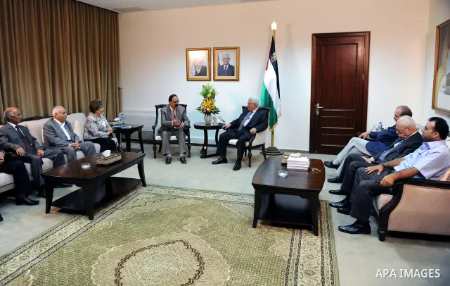 President Mahmoud Abbas (Abu Mazen) meets with a delegation from the Popular Organizations in the West Bank city of Ramallah on July 8,2011. Photo by Thaer Ganaim