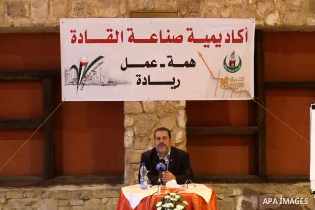 Palestinian Minister of Economy delivers speech during a meeting in Gaza city on July 10, 2011. Photo by Mohammed Asad