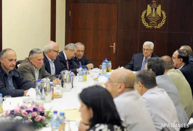 Palestinian President Mahmoud Abbas (Abu Mazen) during the Executive Committee Meeting in the West Bank city of Ramallah on July 12, 2011. Photo by Thaer Ganaim