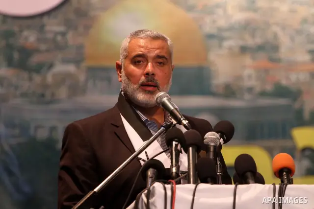 Palestinian Prime Minister in Gaza Strip, Ismail Haniya delivers speech during a meeting with youth in Rashad Shawa Center, in Gaza city on July 14, 2011. Photo by Mohammed Asad