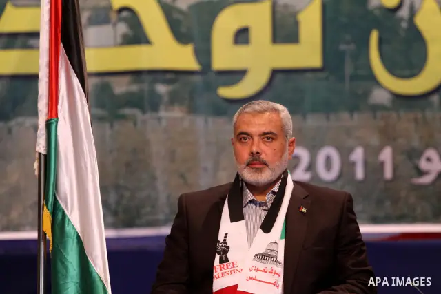 Palestinian Prime Minister in Gaza Strip, Ismail Haniya during a meeting with the youth in Rashad Shawa Center, in Gaza city on July 14, 2011. Photo by Mohammed Asad