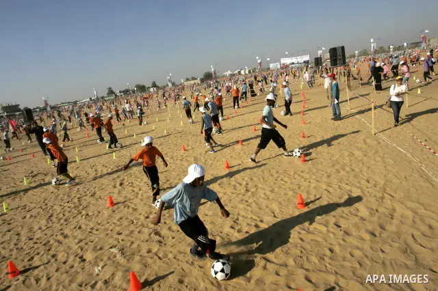 Palestinian children play with balls during summer camp activities supervised by the UN Relief and Works Agency (UNRWA) in Rafah in the southern Gaza Strip on July 14, 2011. Photo by Abed Rahim Khatib