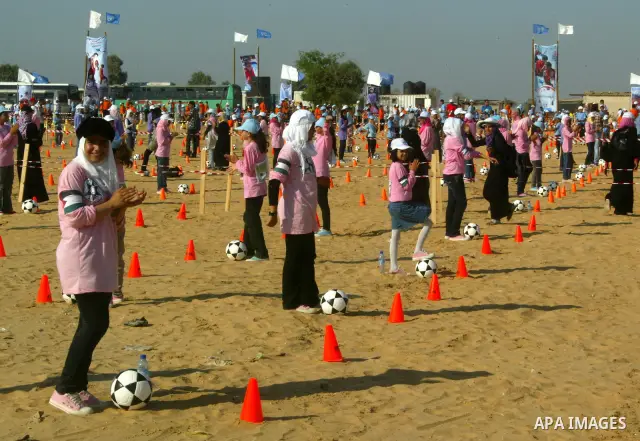 Palestinian children play with balls during summer camp activities supervised by the UN Relief and Works Agency (UNRWA) in Rafah in the southern Gaza Strip on July 14, 2011. Photo by Abed Rahim Khatib