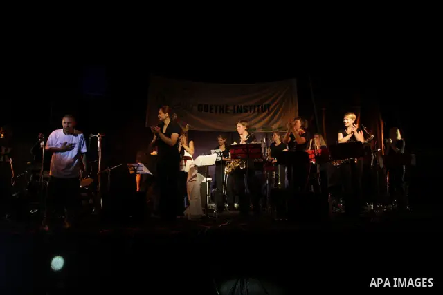 The German Women Jazz Orchestra performs a concert in Gaza City late on July 14, 2011. Photo by Naaman Omar