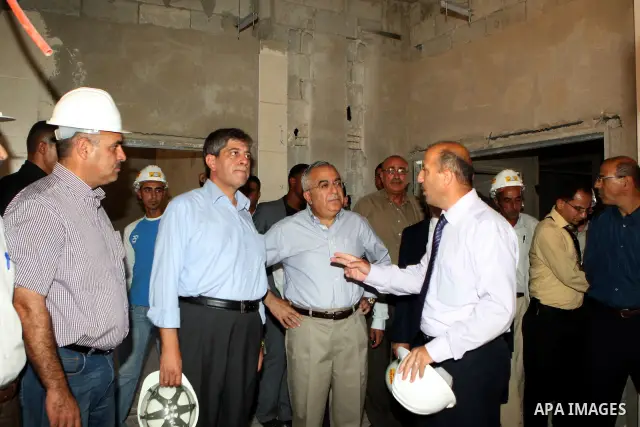 Palestinian Prime Minister, Salam Fayyad visits the construction site of the governmental hospital project in the West Bank town of Tubas on July 16, 2011. Photo by Mustafa Abu Dayeh