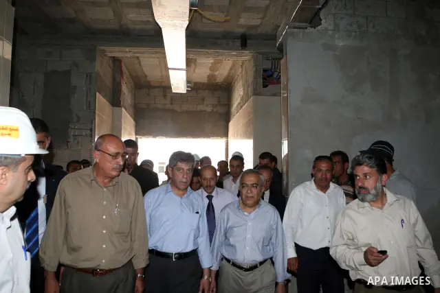 Palestinian Prime Minister, Salam Fayyad visits the construction site of the governmental hospital project in the West Bank town of Tubas on July 16, 2011. Photo by Mustafa Abu Dayeh