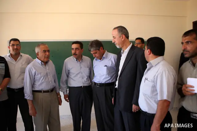 Palestinian Prime Minister, Salam Fayyad attends the opening celebration of al-Tayassir school in the West Bank town of Tubas on July 16, 2011. Photo by Mustafa Abu Dayeh