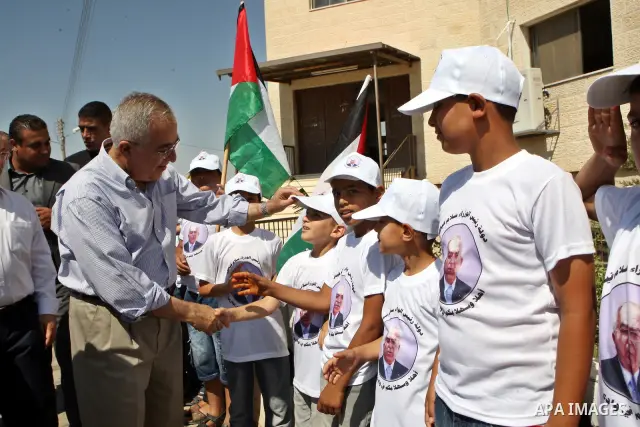 Palestinian Prime Minister, Salam Fayyad visits the agricultural projects in al-Fara'a valley in the West Bank on July 16, 2011. Photo by Mustafa Abu Dayeh