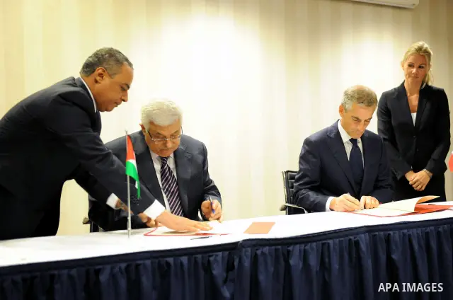 Palestinian President Mahmoud Abbas (Abu Mazen) during the signing of an agreement to support public prosecution in Palestine in Oslo on July 18, 2011. Photo by Thaer Ganaim