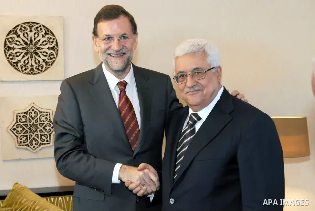 Palestinian President Mahmoud Abbas (Abu Mazen) meets with the chairman of the Spanish Popular Party, Mariano Rajoy in Madrid July 19, 2011. Photo by Thaer Ganaim