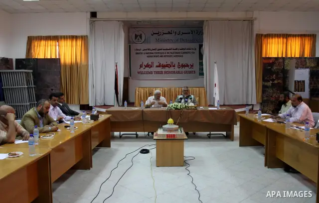 Members of the Palestinian Ministry Prisoner participate in a meeting in Gaza city on July 20, 2011. Photo by Mohammed Asad