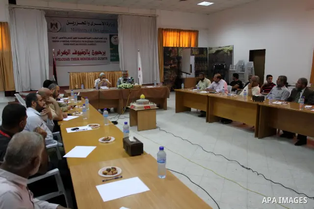 Members of the Palestinian Ministry Prisoner participate in a meeting in Gaza city on July 20, 2011. Photo by Mohammed Asad