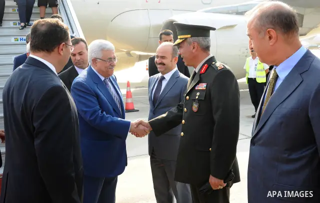 Palestinian president Mahmud Abbas arrives to the Turkey's capital of Istanbul on July 21, 2011. Abbas is in a visit in Turkey aimed at drumming up support for United Nations recognition of a Palestinian state. Photo by...