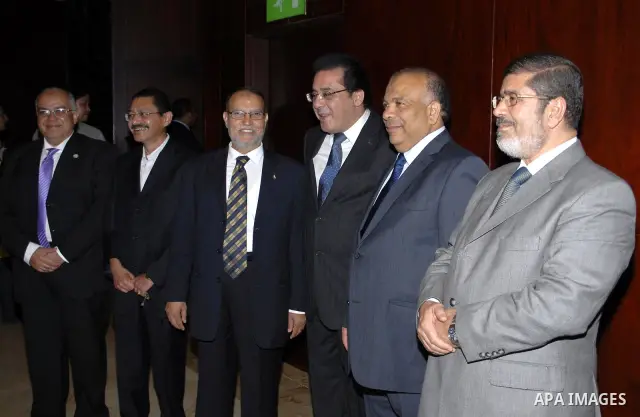 Members of Egypt's Muslim Brotherhood, the country's best organised movement take part in a celebration in Cairo on July 23, 2011, to celebrate the formation of a new party, the Freedom and Justice Party, to contest up t...