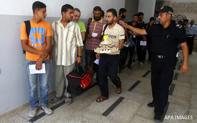 Palestinian prisoners prepare to be freed from a Hamas-run jail in Gaza City on July 25, 2011. Palestinian Hamas police released prisoners because of the approaching holy month of Ramadan. Photo by Ashraf Amra