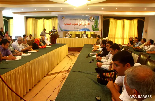 Memebers of the Palestinian Ministry of prisoners during a meeting about the prisoners in Israeli jails in Gaza city on July 25, 2011. Photo by Ashraf Amra