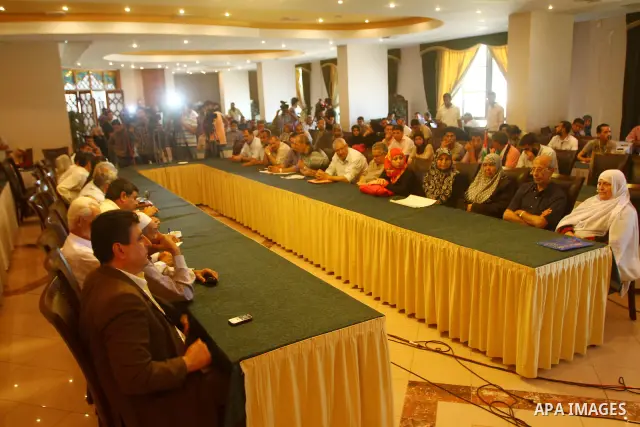 Memebers of the Palestinian Ministry of prisoners during a meeting about the prisoners in Israeli jails in Gaza city on July 25, 2011. Photo by Ashraf Amra