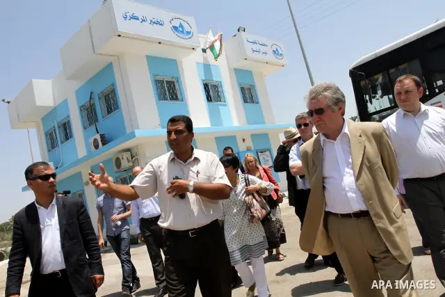 The European Parliamentary delegation visits coast Water Authority in Deir al-Balah southern Gaza Strip on July 25, 2011. Photo by Mohammed Asad