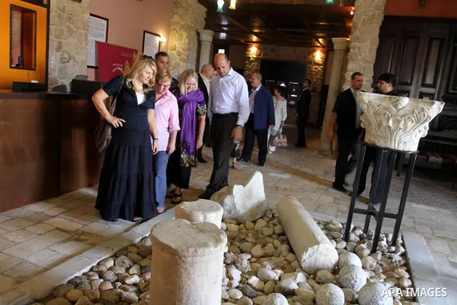The European Parliamentary delegation visits the Museum, where the ancient monuments in Palestine, in Gaza city on July 25, 2011. Photo by Mohammed Asad