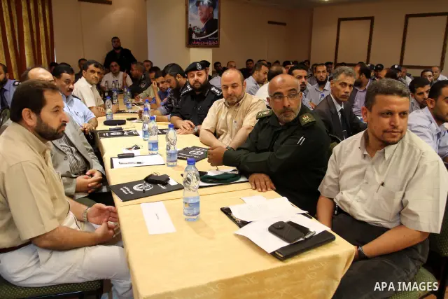 The Palestinian Interior Ministry speak about the application of law and sovereignty in Gaza Strip during a press conference on July 27, 2011. Photo by Mohammed Asad