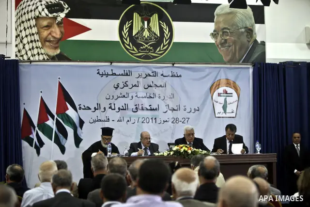Palestinian President Mahmoud Abbas (Abbu Mazen) delivers speech in which he said the Palestinians will in September approach the UN Security Council to seek full membership in the global body on July 27, 2011, at a meet...