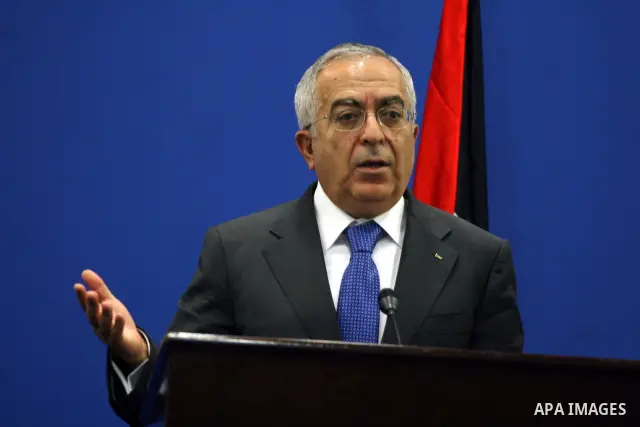 Palestinian Prime Minster, Salam Fayyad during a joint press conference with the Prime Minister of Slovenia, Borut Pahor (unseen), on July 27, 2011, during Pahor's visit to the West Bank city of Ramallah. Pahor earlier p...