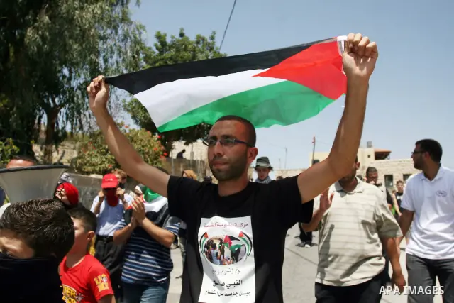 Pro-Palestinian protesters run away from tear gas fired by Israeli security force officers during clashes at a weekly protest in the West Bank village of Nabi Saleh, near Ramallah July 29, 2011. Photo by Issam Rimawi
