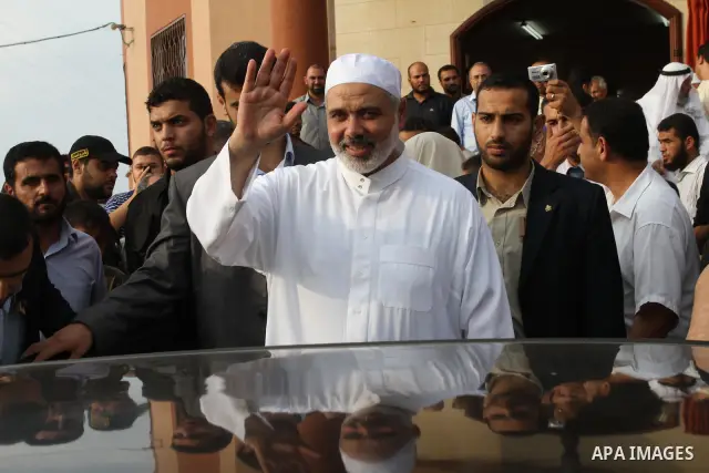 Palestinian Prime Minister in Gaza Strip, Ismail Haniya attends the opening of a new constructed mosque in Gaza City on July 31, 2011 . Photo by Mohammed Asad