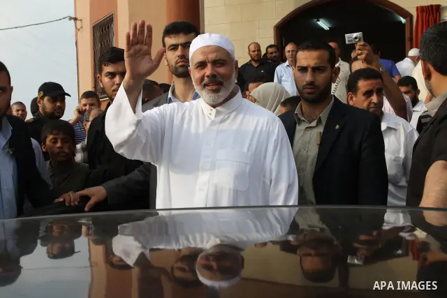 Palestinian Prime Minister in Gaza Strip, Ismail Haniya attends the opening of a new constructed mosque in Gaza City on July 31, 2011 . Photo by Mohammed Asad