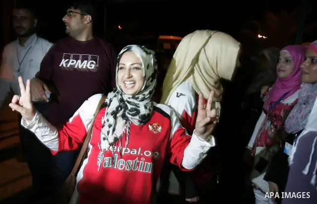 A convoy of "Miles of Smiles 4" carrying medical aid to Gaza crosses the Rafah crossing into the southern Gaza Strip from Egypt on July 31, 2011. Photo by Abed Rahim Khatib