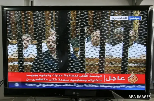 Former Egyptian President Hosni Mubarak's sons are seen in the still image taken from video on Aug. 3, 2011 in the courtroom at the Police Academy in Cairo, Egypt. Former Egyptian President Hosni Mubarak's trial started...