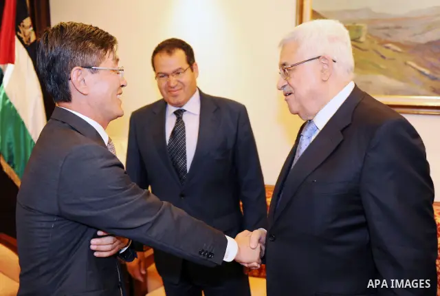 Palestinian President Mahmoud Abbas (Abu Mazen) during a meeting with Korean Consul, in the West Bank city of Ramallah on Aug.1, 2011. Photo by Thaer Ganaim..