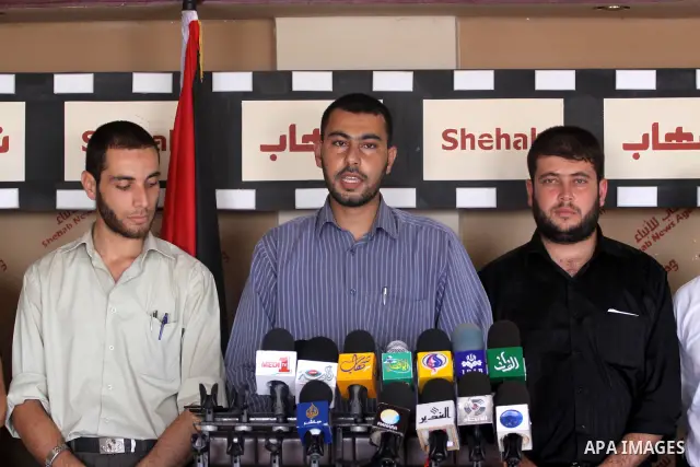 Member of the Palestinian youth campaign to support the Palestinian cause delivers speech in a press conference in Gaza city on Aug. 4, 2011. Photo by Mohammed Asad