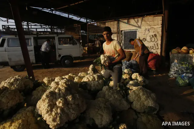 A Palestinian vendor sells vegetables at a wholesale market in Gaza city on Aug. 6, 2011. Muslims around the world abstain from eating, drinking and conducting sexual relations from sunrise to sunset during Ramadan, the...