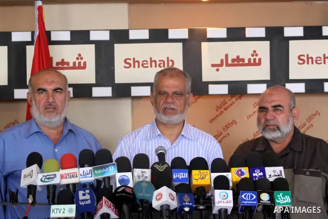 Member of the Palestinian Ministry of the prisoners delivers speech in a press conference about the deteriorating state of health of a Palestinian prisoner in Israeli jails in Gaza city on Aug. 11, 2011. Photo by Mohamme...