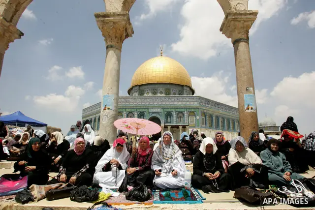 Palestinians gather for prayers at the Al Aqsa Mosque in Jerusalem, on the second Friday of the Muslim holy month of Ramadan, Friday Aug. 12, 2011. Muslims around the world are observing the holy fasting month of Ramadan...
