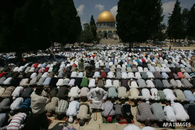 Palestinians pray at the Al Aqsa Mosque in Jerusalem, on the second Friday of the Muslim holy month of Ramadan, Friday Aug. 12, 2011. Muslims around the world are observing the holy fasting month of Ramadan where they re...
